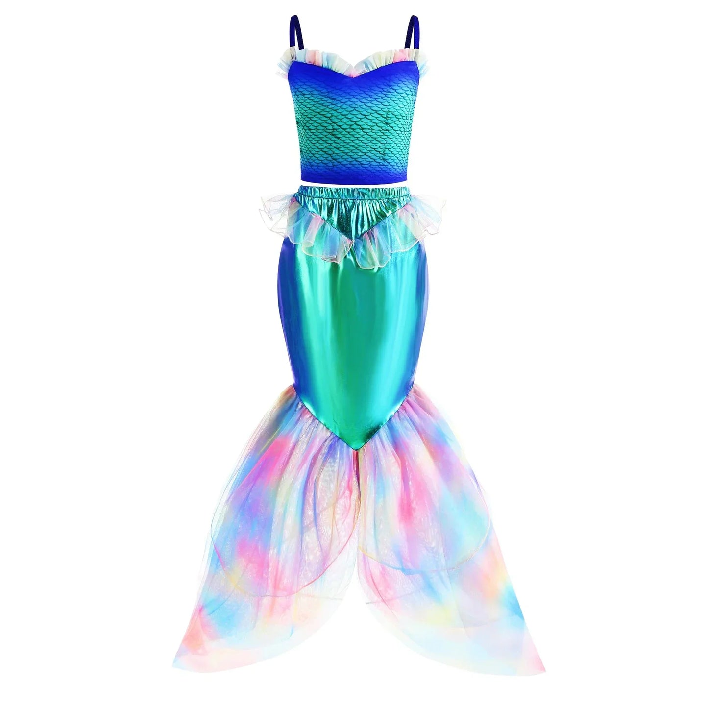Mermaid Dress Girls Kids Cosplay Dresses Princess Costume Perform Clothes Birthday Party Halloween Clothing