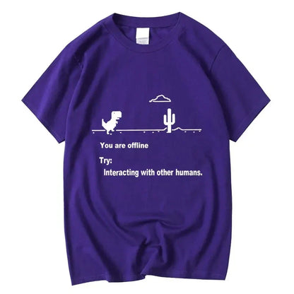 Men's High Quality Cotton Blend Funny Dinosaur Print T Shirt Loose O-neck Men Tshirt Short Sleeve T-shirt Male Tees Tops