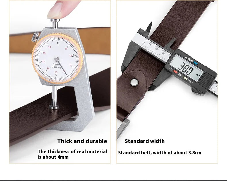 Men's Genuine Leather Belt - High-Quality Cowhide Leather Pin Buckle Belt with Alloy Clasp, Premium Men's Cowboy Belt