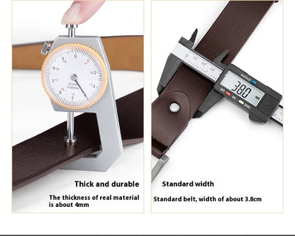 Men's Genuine Leather Belt - High-Quality Cowhide Leather Pin Buckle Belt with Alloy Clasp, Premium Men's Cowboy Belt