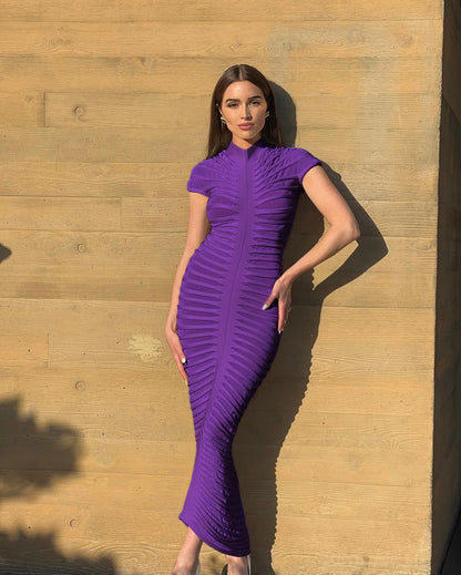 Sexy Bodycon Long Dress Women 2025 Summer Slim Fashion Short Sleeve Bandage Maxi Party Dresses Woman Skirt Elegant Vestidos