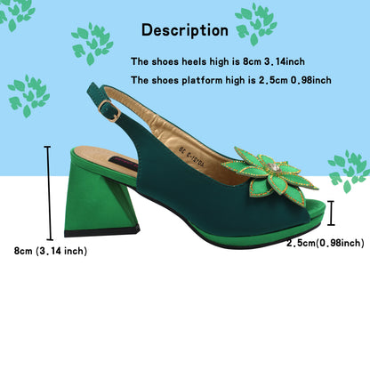 2024 New Arrivals Fashion Italian Design African Shoes and Bag to Match Comfortable Square Heels for Party in Fuchsia Color