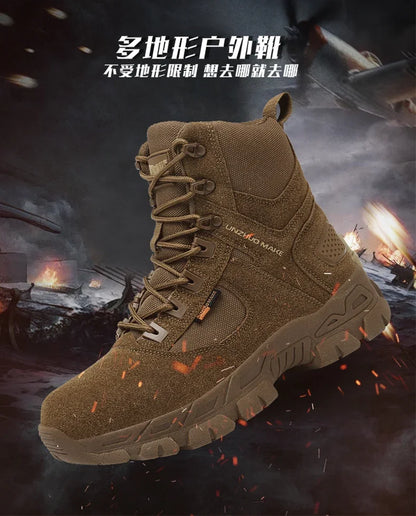 New Men Tactical Boots Ankle Waterproof Desert Hunting Hiking Shoe Unisex Lace Up Male Army Boot Brand Motorcycle Climbing Shoes