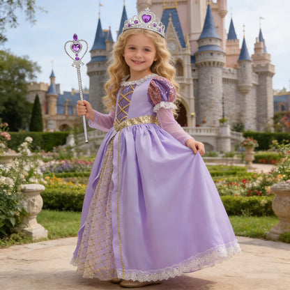 Rapunzel Purple Dress Princess Costume Sets Children Birthday Carnival Halloween Party Fancy Girls Ball Gown Cosplay Clothes