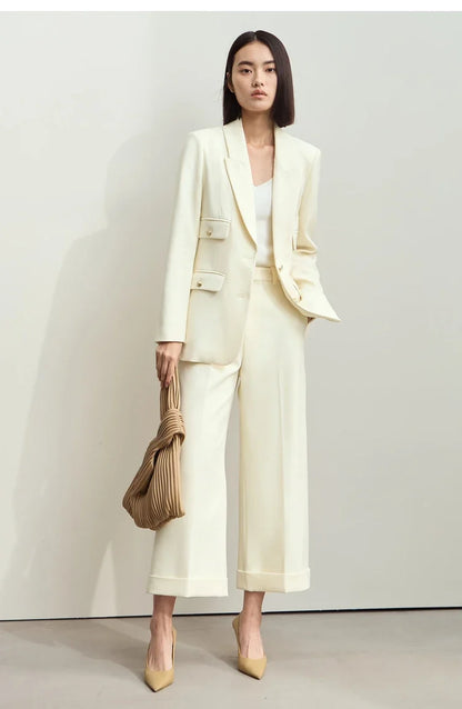 Minimalist Blazers Women Autumn 2024 Clothing Vintage Buttons Up Coat Basics Long Sleeve Jacket Office Lady Blazer 12453051