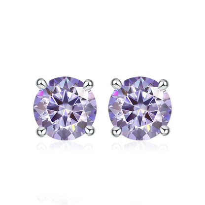 0.5ct 1ct 2ct Moissanite Stud Earrings for Women 925 Sterling Silver Pink Black Blue Grey Sparkling Lab Diamond Earring