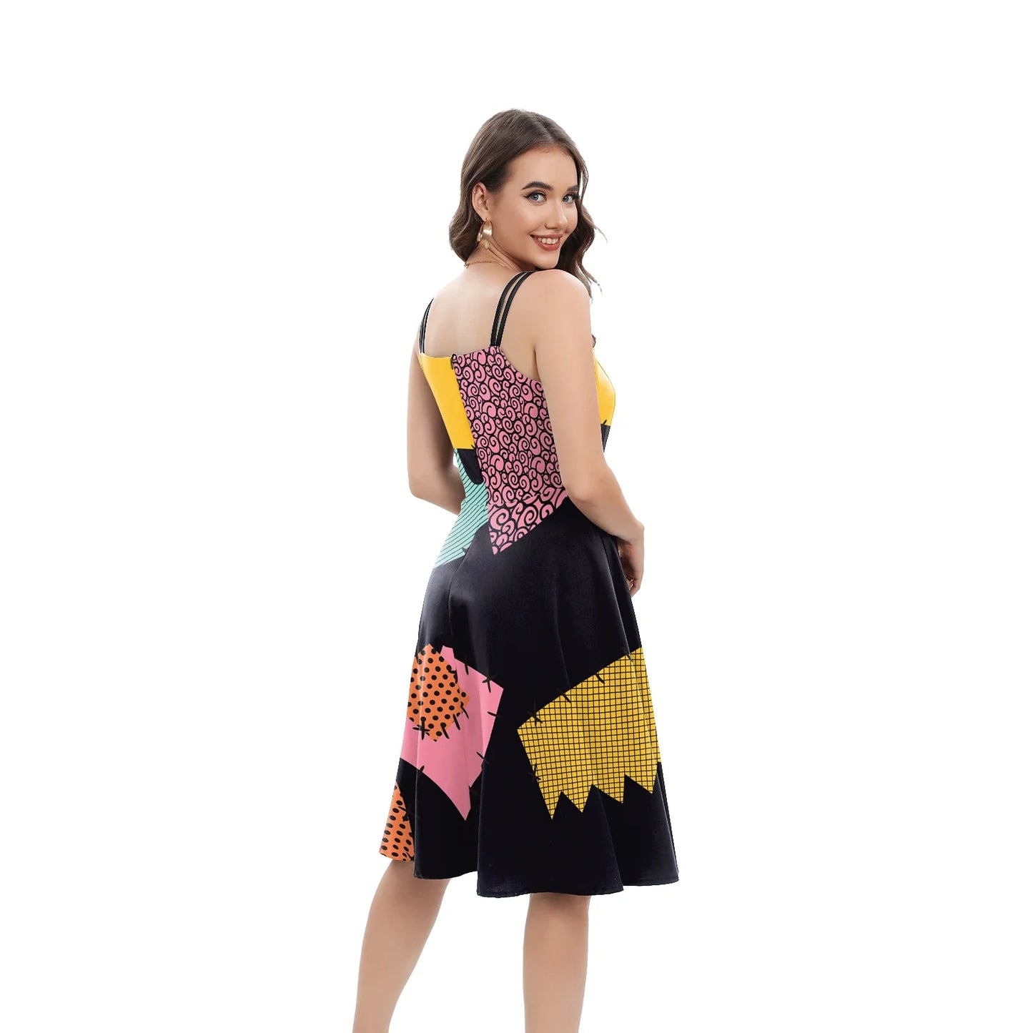 Halloween Nightmare Christmas Sally Dress Spaghetti Strap Women's Sexy Backless Dresses Patchwork Vestidos
