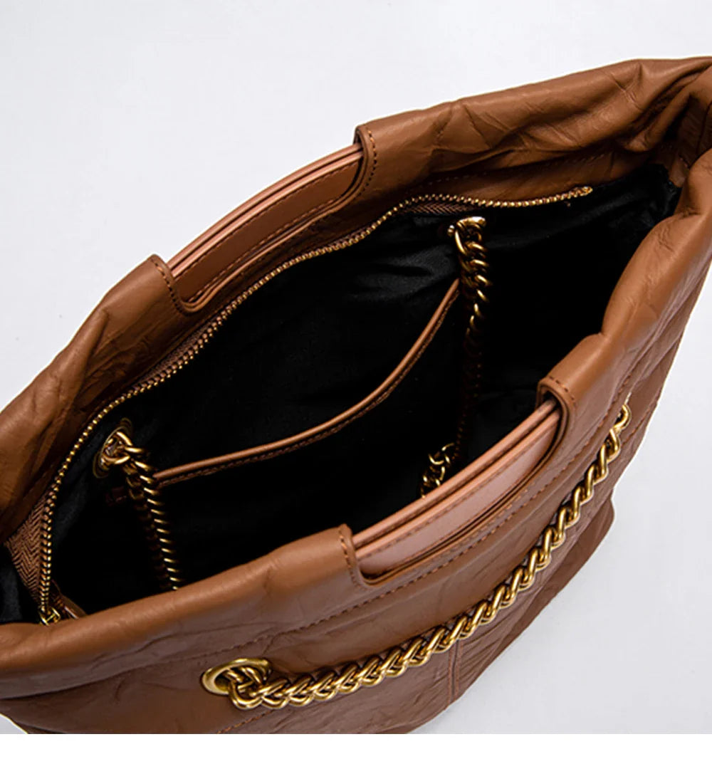 Body Design Solid Color Large Capacity Fashionable New Product Women's Shoulder Bag Chain Shoulder Strap Unique Folded Bag