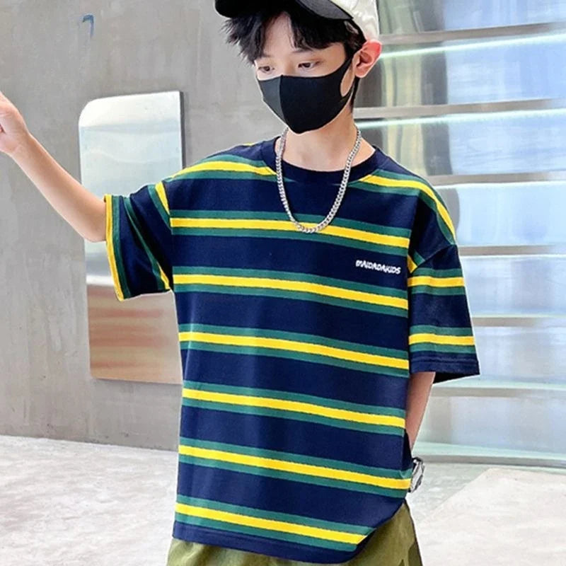 Stripe Outdoor Clothes for Children Tracksuit Boy 7 14 Years Clothing Boys Outfit Set 10 Children's Suit Boy's Child Summer Sets