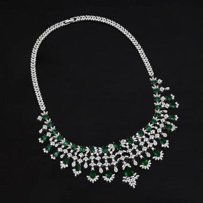 2024 New 4-piece Bridal Cubic Zirconia Full Set Women's Party Jewelry Set, Deluxe Dubai Nigeria Crystal Wedding Jewelry Set