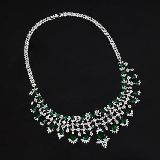 2024 New 4-piece Bridal Cubic Zirconia Full Set Women's Party Jewelry Set, Deluxe Dubai Nigeria Crystal Wedding Jewelry Set