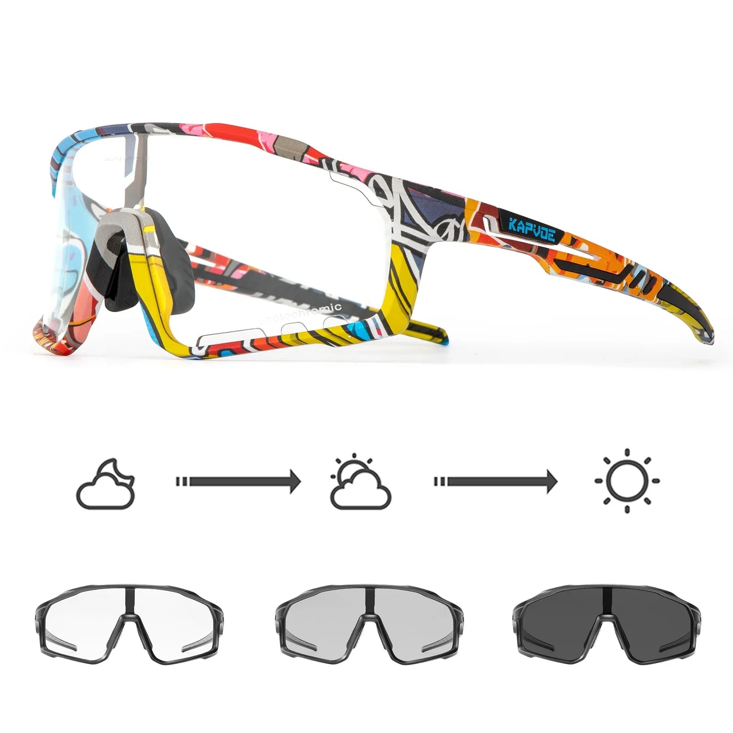 Color Photochromic Cycling Glasses MTB Sunglasses for Men Women Sport Speed Mountain Bike Bicycle Cycl Eyewear Goggle