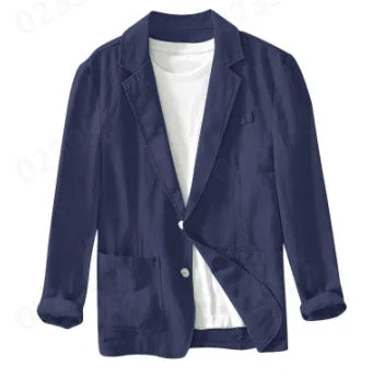 Men's Casual Suit Single-layer Jacket Solid Color Cotton And Linen Casual Fashion Men's Top
