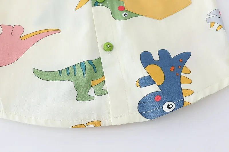 Cotton Clothes Kids Boy Summer Children Print Dinosaur Shirts Denim Shorts 2Pcs/Set Kids Fashion Toddler Tracksuits 0-5 Years