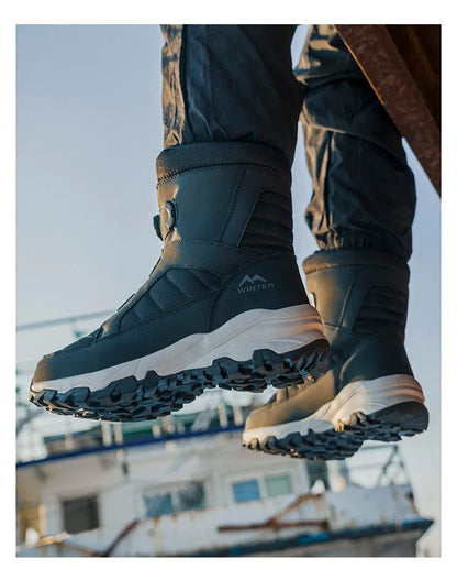 Mens Snow Boots Thickened Velvet Winter Boots Rotating Buckle Design Mid-calf Boots Plush Warm Cotton Shoes for Men Botas Hombre