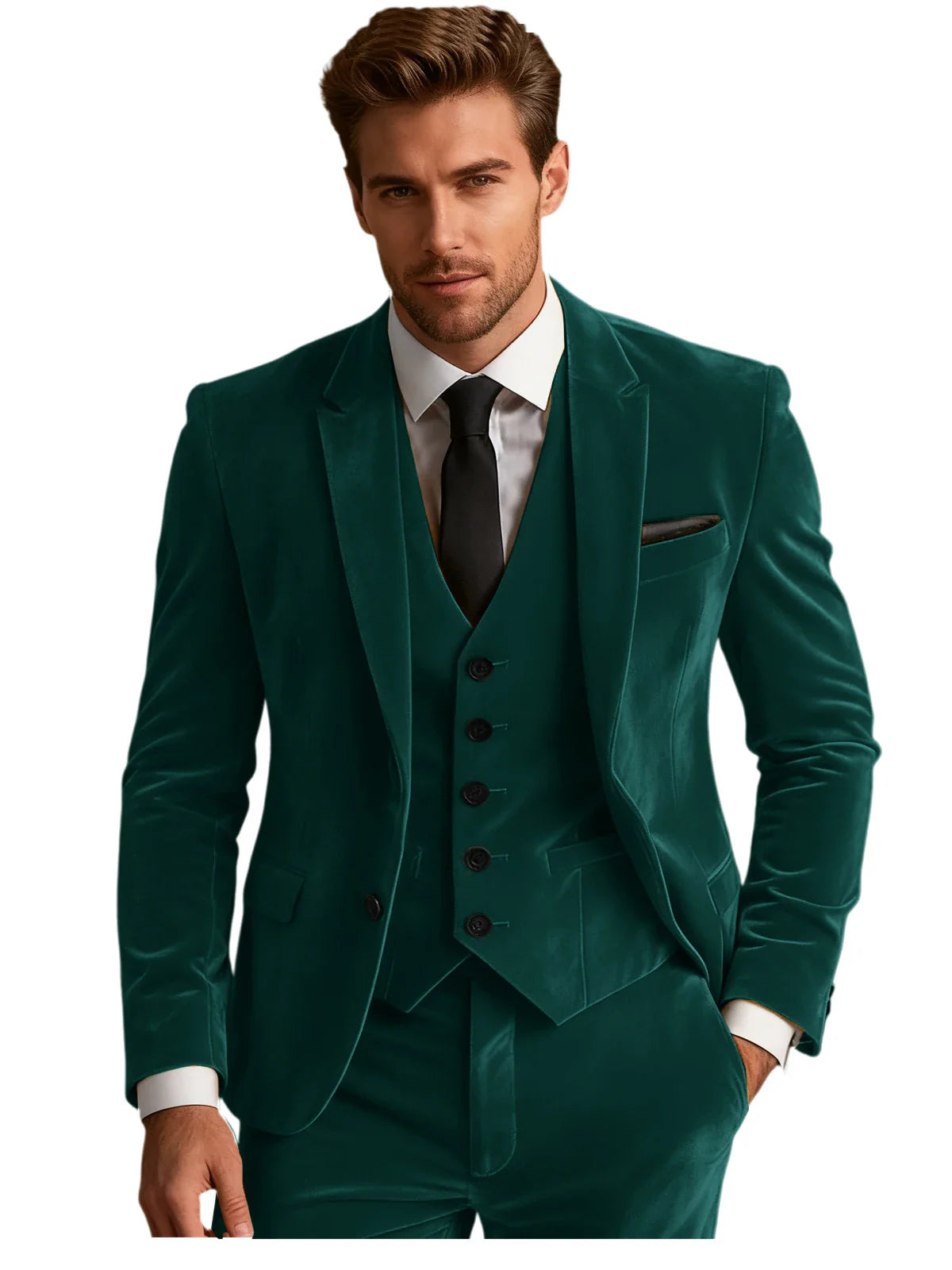 Elegant Wedding Men's Suit Business Tuxedos Formal 3 Piece Set Jacket Vest Pants Single Breasted Men Sport Coats Blazers