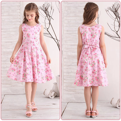 Girl's Retro Dress,Summer Princess Sleeveless Polka Dots Cotton Lightthin Romantic Floral 50s Vintage Dress Party Wedding Daliy