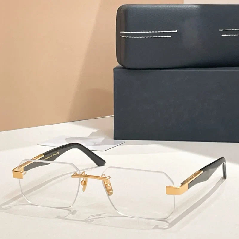 Designer Handmade Square Rimless Sunglasses THE TAIGE Gradient Alloy Acetate High Quality UV400 Women Germany Trendy with Case