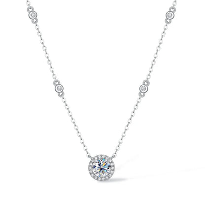 1CT GRA Certified Moissanite Necklace for Women Lab Created Diamond 925 Silver Pendants 18k Gold Plated Jewelry