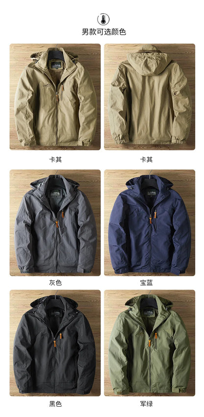 Men's Spring and Autumn Thin Section Punching Jacket Outdoor Jackets Men With Hat Clambing Streetwear Fashion