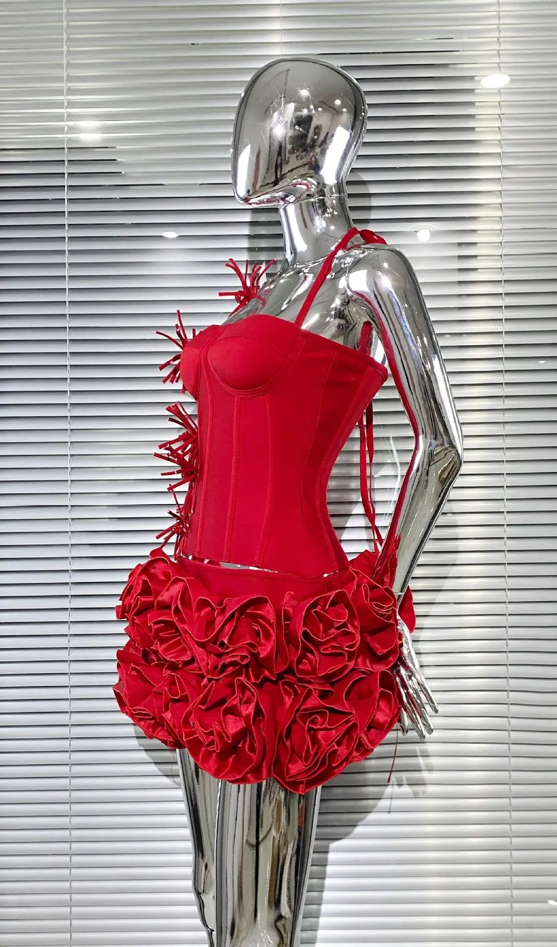 Halter Sleeveless Style Corset Mini Dress with Unique Embellishments for a Special Night Out Evening Gown