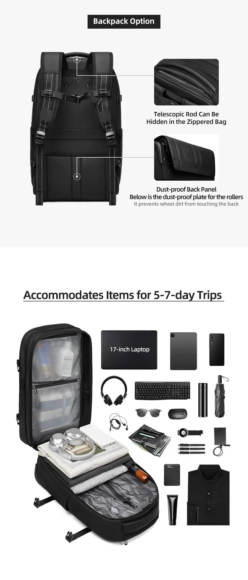 Travel Trolley vacuum compression business backpacks pump for Man Wheeled backpack On wheels luggage Rolling Bags For Boardable
