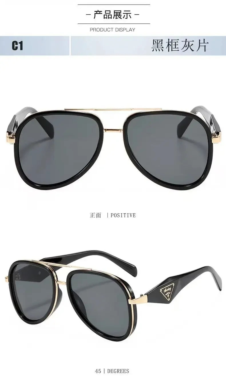 Retro Aviator Tortoiseshell Sunglasses UV400 Protection Metal Frame Shades Luxury Sun Glasses Fashion Eyewear Unisex Oversized