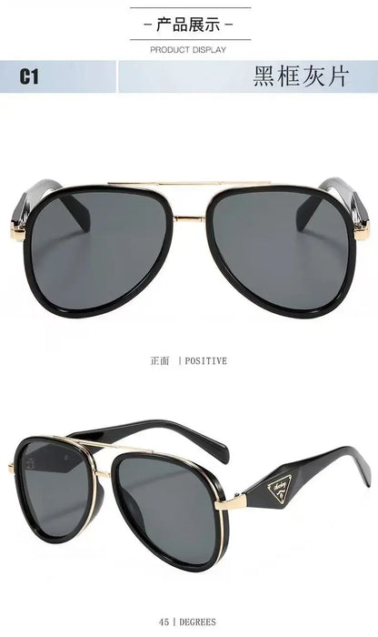 Retro Aviator Tortoiseshell Sunglasses UV400 Protection Metal Frame Shades Luxury Sun Glasses Fashion Eyewear Unisex Oversized