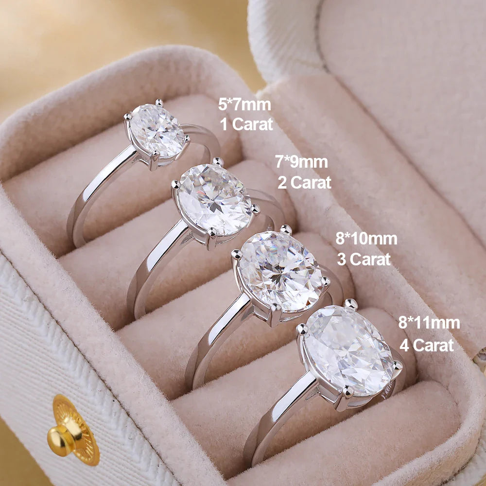 1-4CT Oval Cut Moissanite Rings for Women Sparkling Diamond 925 Sterling Silver Engagement Wedding Band Jewelry With Certificate
