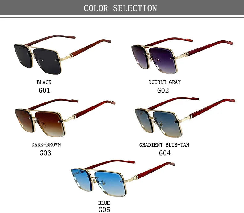 2024 Luxury Square Sunglasses For Men New Wooden Vintage Designer Fashion Glasses Sunglasses Women Vacation Gafas De Sol Hombre