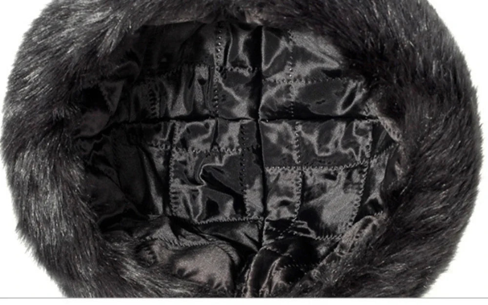 Thick Warm Winter Hats for Men Classic Faux Fur Russian Hat Male Snow Ski Earflap Cap Bomber Hat Dad Father Russian Cap