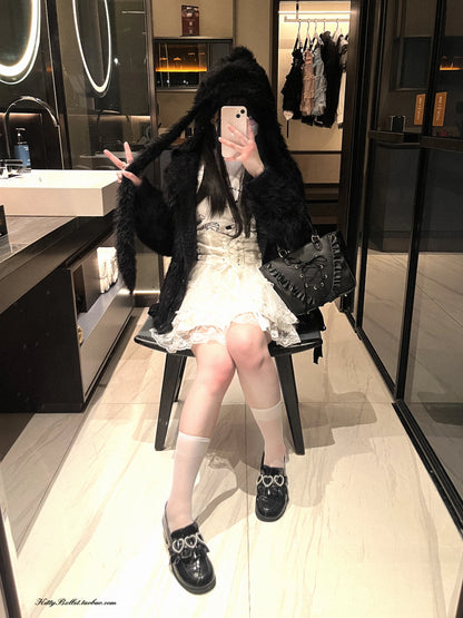 Japanese Original Lolita Lace Ruffle Edge Tied Bow High Waist Mini Skirt Spring Summer New Slim Waist Sweet Girl Y2k Skirt