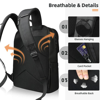 Stylish Business Backpack for Men Waterproof 15.6 inch Flap Laptop Backpack Multiple Pockets Casual Daypack for Work School