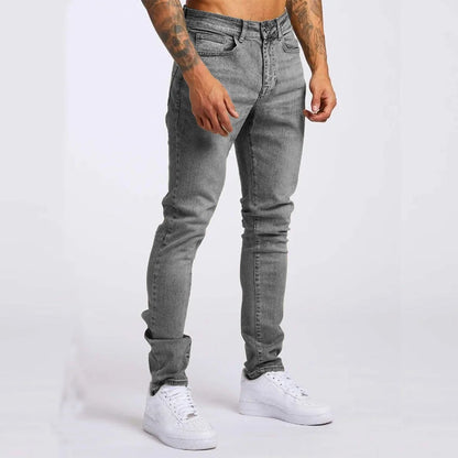 2025 New Solid Color Fashion Men Casual Pants Stretch Jeans Skinny Work Trousers Male Wash Slim Fit for Zippered Jeans Men Cloth