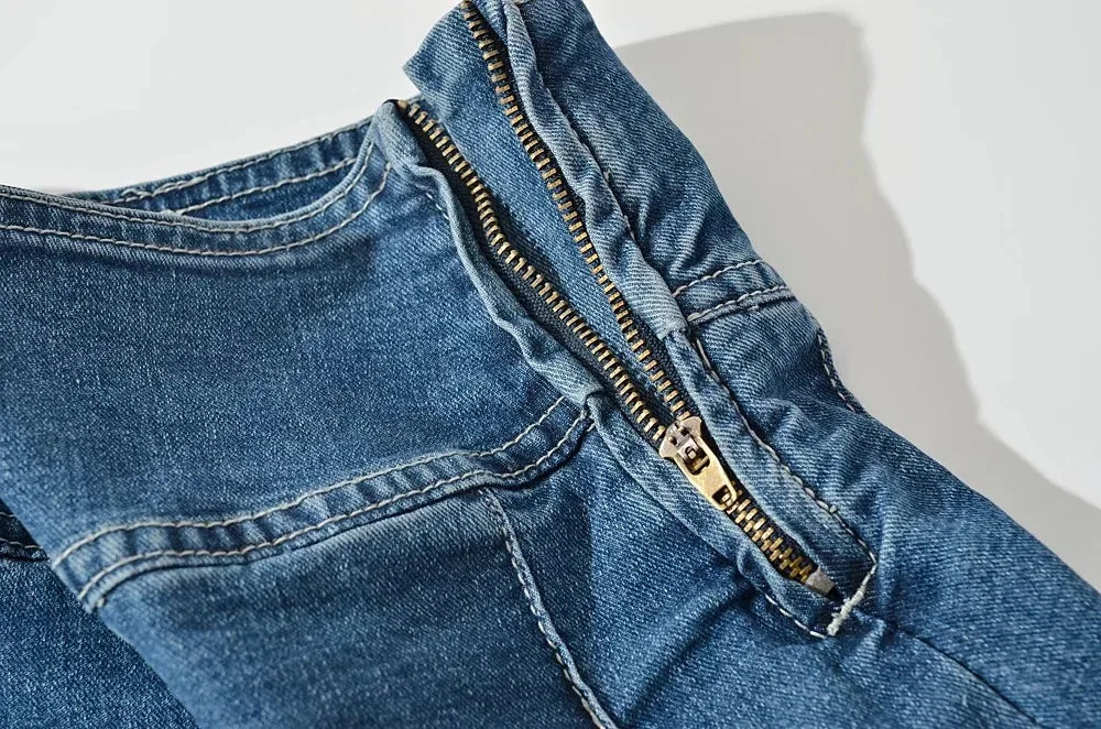 2025 Summer New TARUXY Denim Y2k Skirt with Pleats and Belt 90s E-girl Korean Skirts For Women High Street Jeans Short Bottom