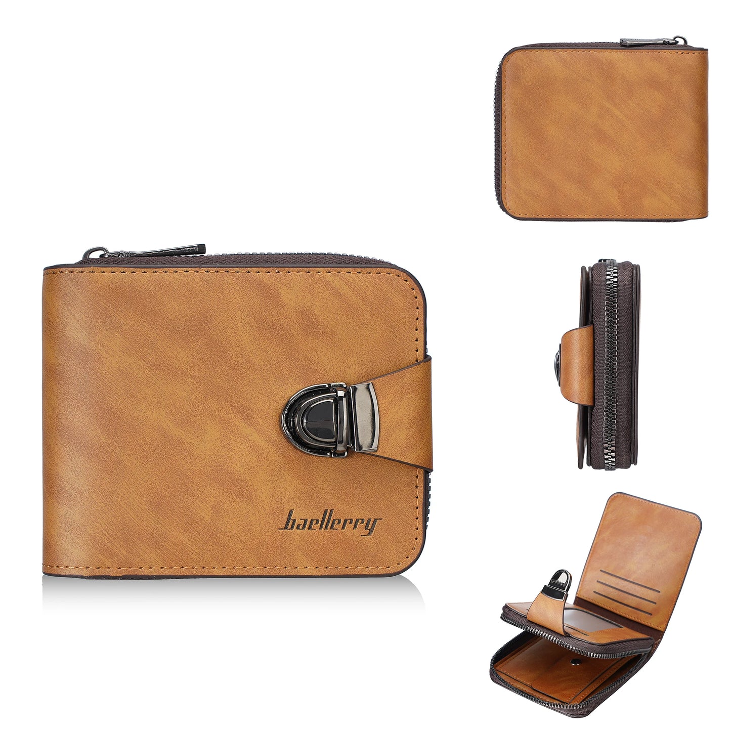 Men's Wallet Made pu Skin Purse for Men Coin Purse Short Male Card Holder Wallets Zipper Around Money Coin Purse