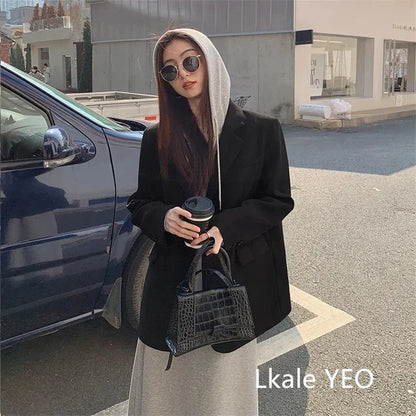 Women's Suit Coat 2025 Spring Autumn Temperament Split Design Sense Ladies Blazer Jacket Elegant Korean Version Lady Outerwear