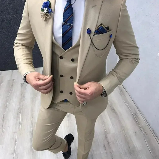 Men wedding Suits Slim Fit Formal Men For Groom 3 Piece Wedding Tuxedo Fashion Jacket Double Breasted Waistcoat With Pants