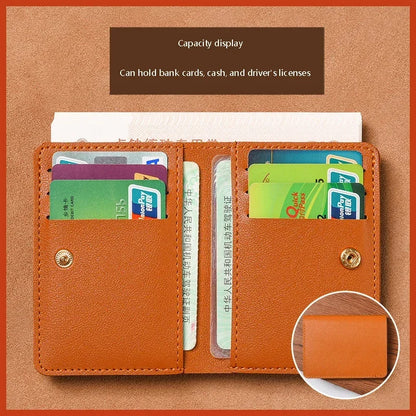 Portefeuille mini en cuir souple 2025 – Porte-cartes pliable fin avec bouton-pression pour femmes et hommes