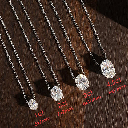 1-4.5ct Oval Cut Moissanite Necklaces for Women Daily Jewelry Solid 925 Silver Chain Wrap Diamond Pendant Birthday Gift
