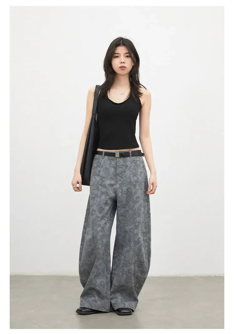 New Women Jeans Loose Casual High Waist Wide Leg Denim Pants Paisley Female Trousers Spring Autumn 2026