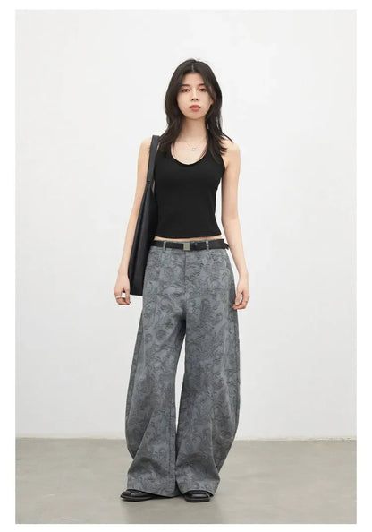 New Women Jeans Loose Casual High Waist Wide Leg Denim Pants Paisley Female Trousers Spring Autumn 2026
