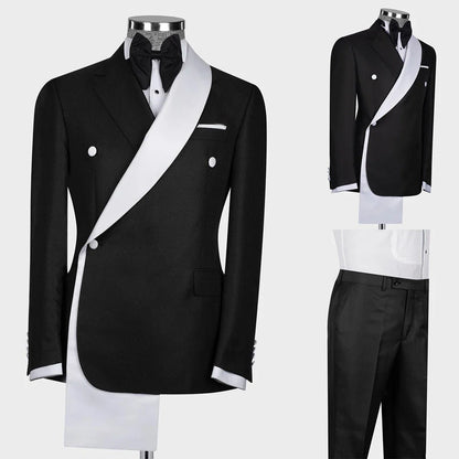Slim Fit Men's Two Pieces One Button Suit Black Jacket & Pants Tuxedos Stylish Prom Wedding Dinner Formal Men Suits
