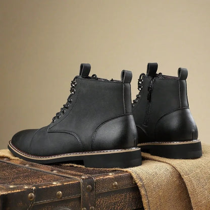 Brand Men High-top Leather Boots Classic Chelsea Boots Lace Up Pointe End Ankle Boot Men's Business Dress Boots Botas Masculinas