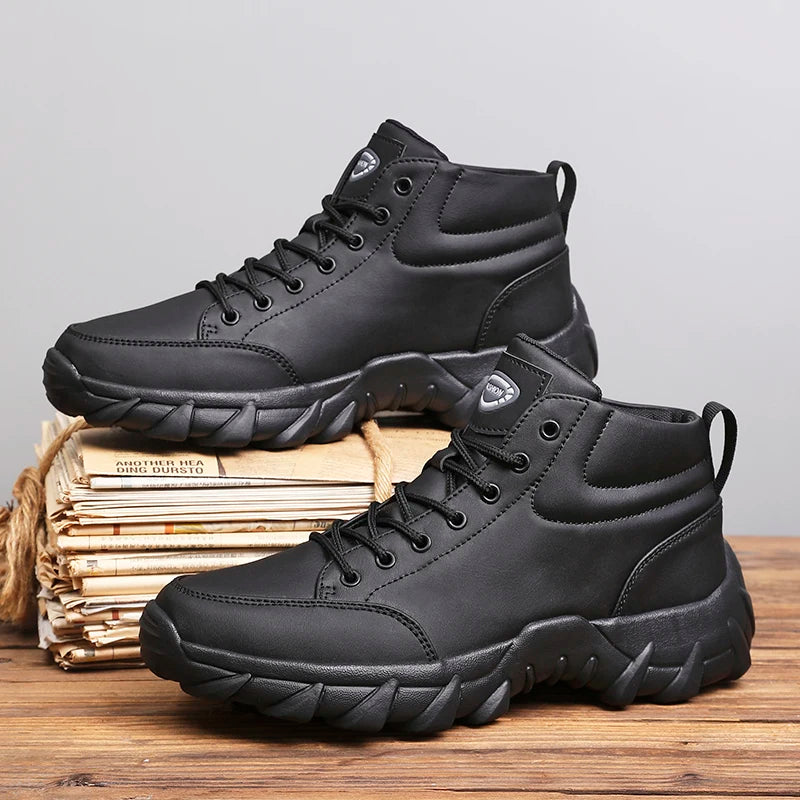 Men Running Shoes Men Sneakers Anti-slip Handmade Leather Casual Ankle Boots Breathable Men's Walking Lace Up Lightweigh Boots