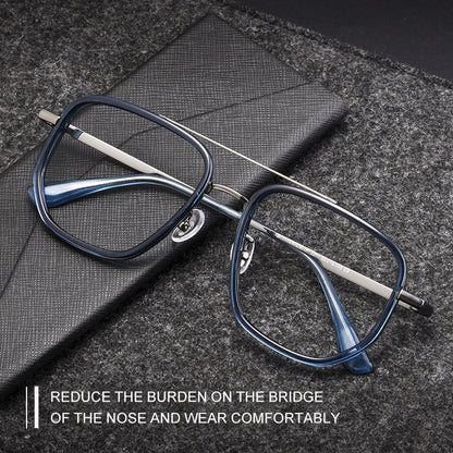 Ultra Lightweight Titanium Frame TR90 Retro Polygonal Eyeglasses Frames Anti Blue Light Glasses Customizable Prescription