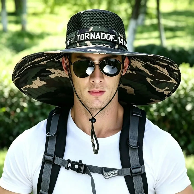 Summer Large Sun Hat Men Women Breathable Fishing Caps Sun UV Protection Mesh Fisherman Hat Hiking Outdoor Beach Cap