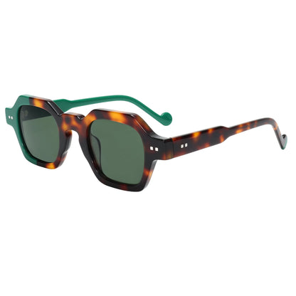 Retro Sunglasses Asymmetric Color Square Frame UV400 Protection for Women Men Polarized Lens Outdoor Daily Wear Lightweigh