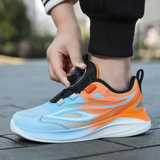 School training boys basketball shoes cushion non-slip tennis shoes mesh bounce sneakers choose buttons children's casual shoes