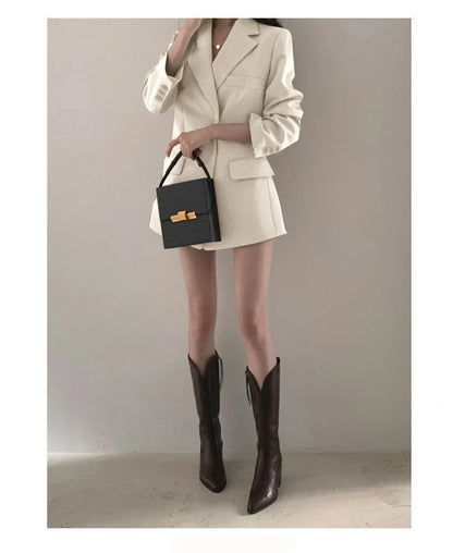 Women Blazer 2025 New Slim Spring Autumn Suit Jackets One Button Long Sleeve Korean Casual Coats Female Blazer Outwear Trend Top